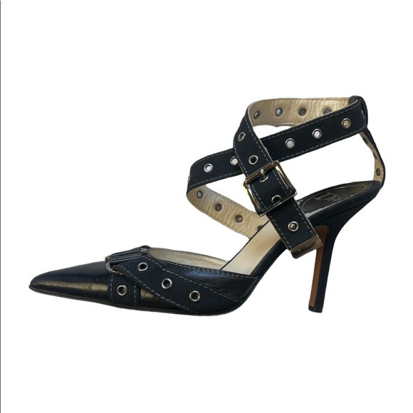 Jewel Buckle Heels JW PEI Women's Jewel Buckle Kitten Heels - Vegan Leather Pumps 2.17 Inch Heels Jw Pei Women's Jewel Buckle Kitten Heels Pumps